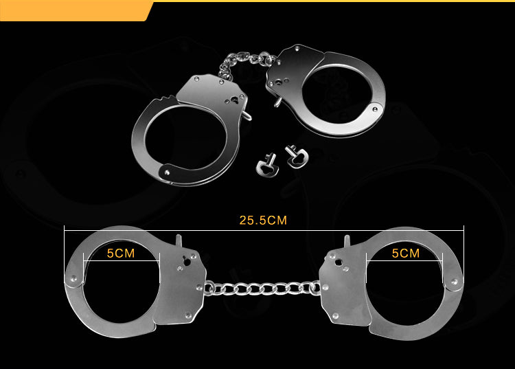 Fetish Pleasure Metal Hand Cuffs Silver - Silver