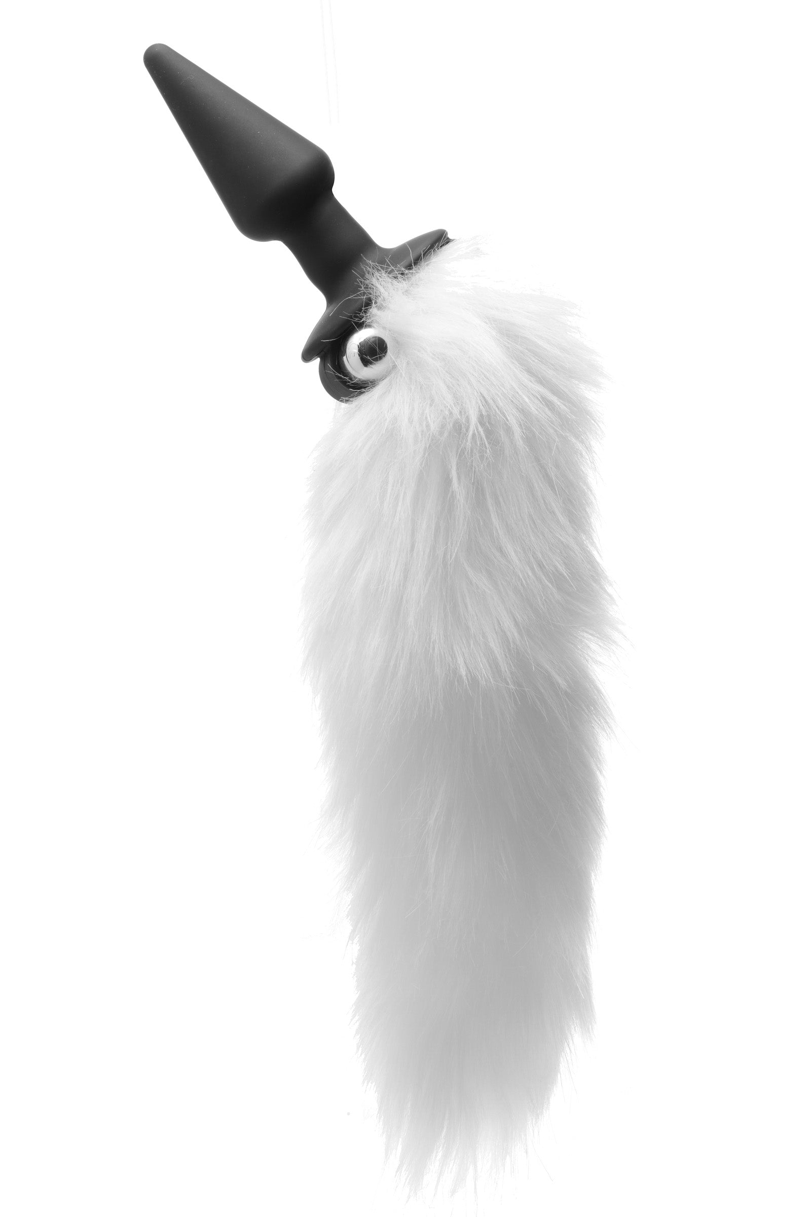 White Fox Tail Vibrating Anal Plug 