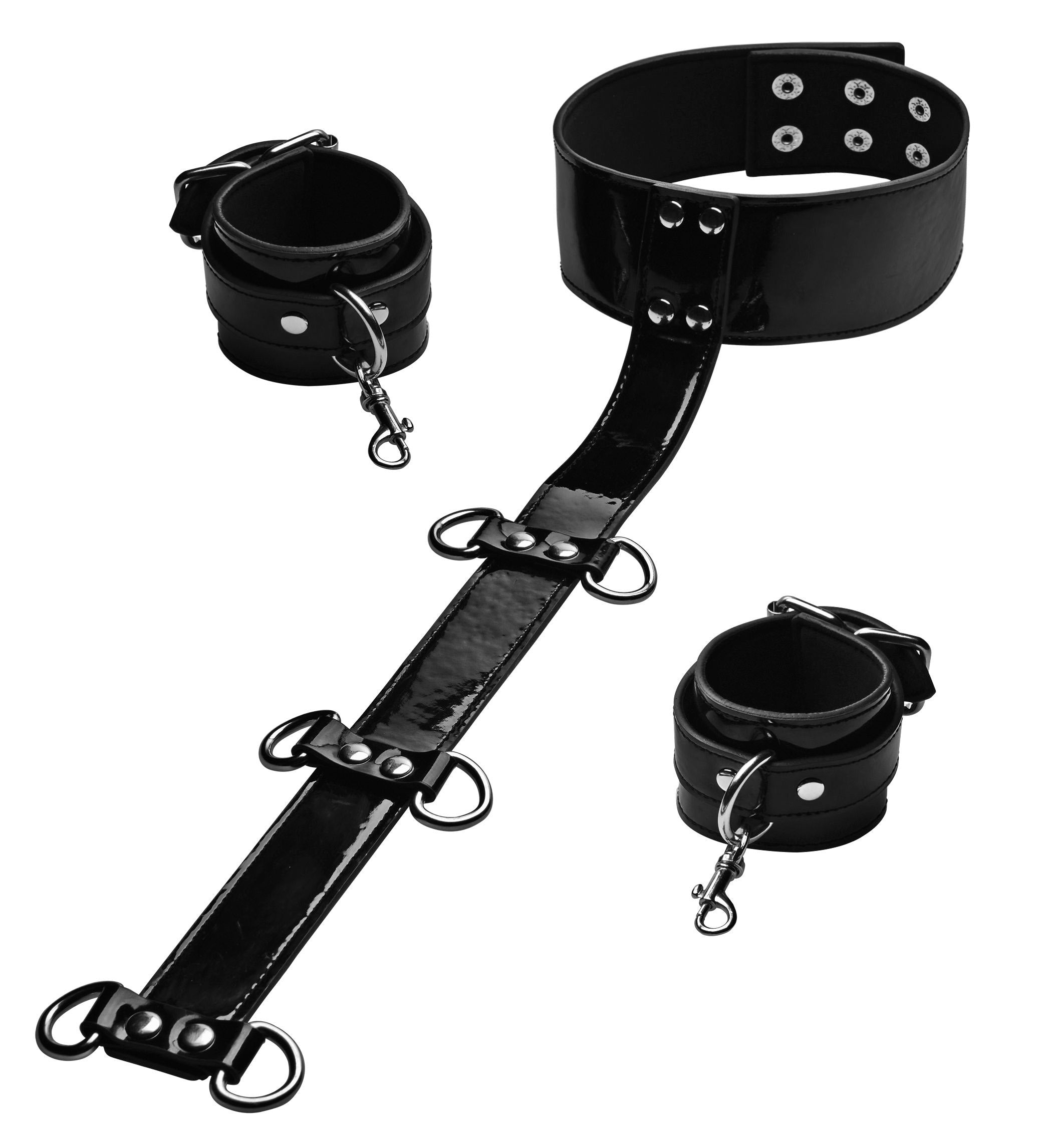 Bound Around Neck to Wrist Restraints - Black