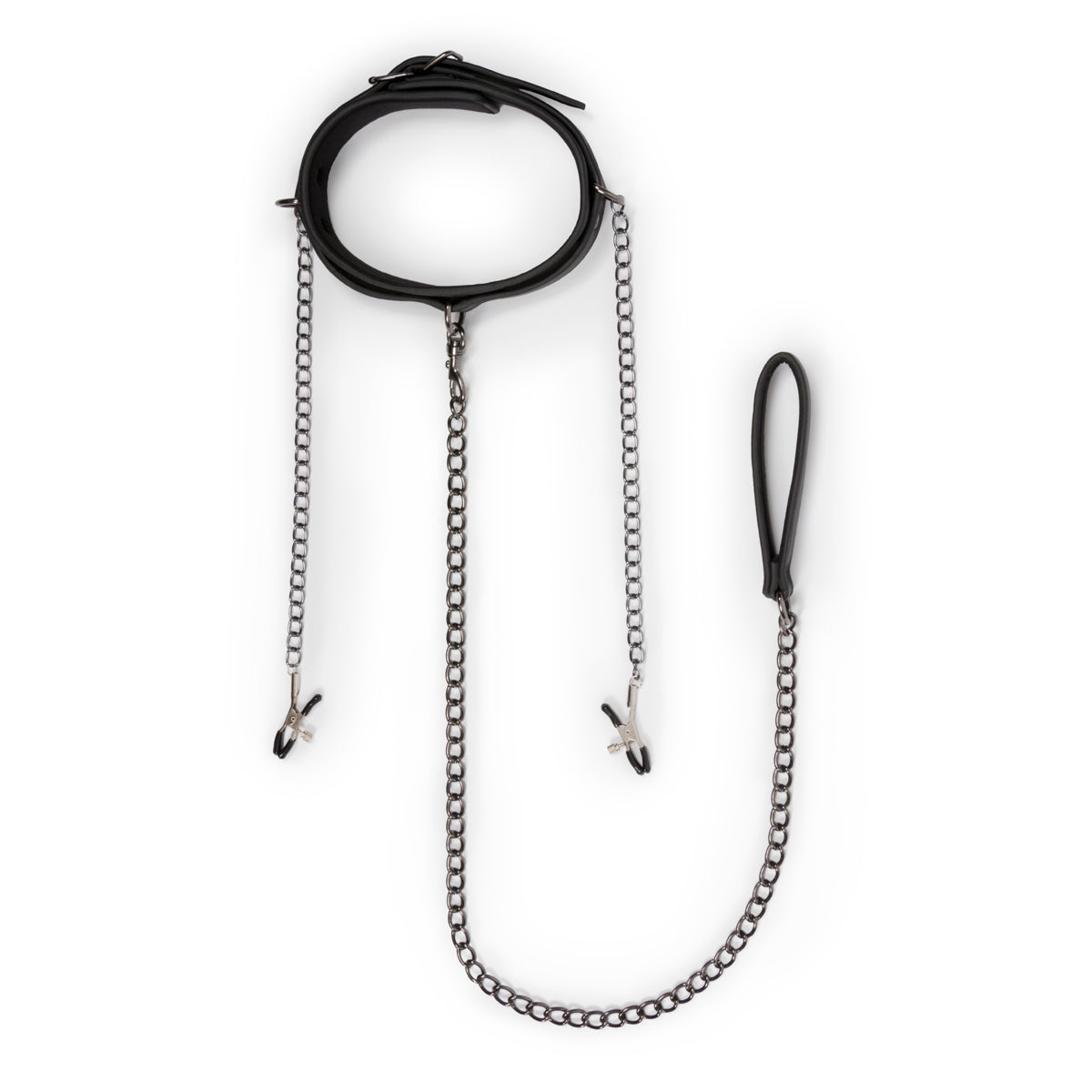 Collar With Nipple Chains - Black