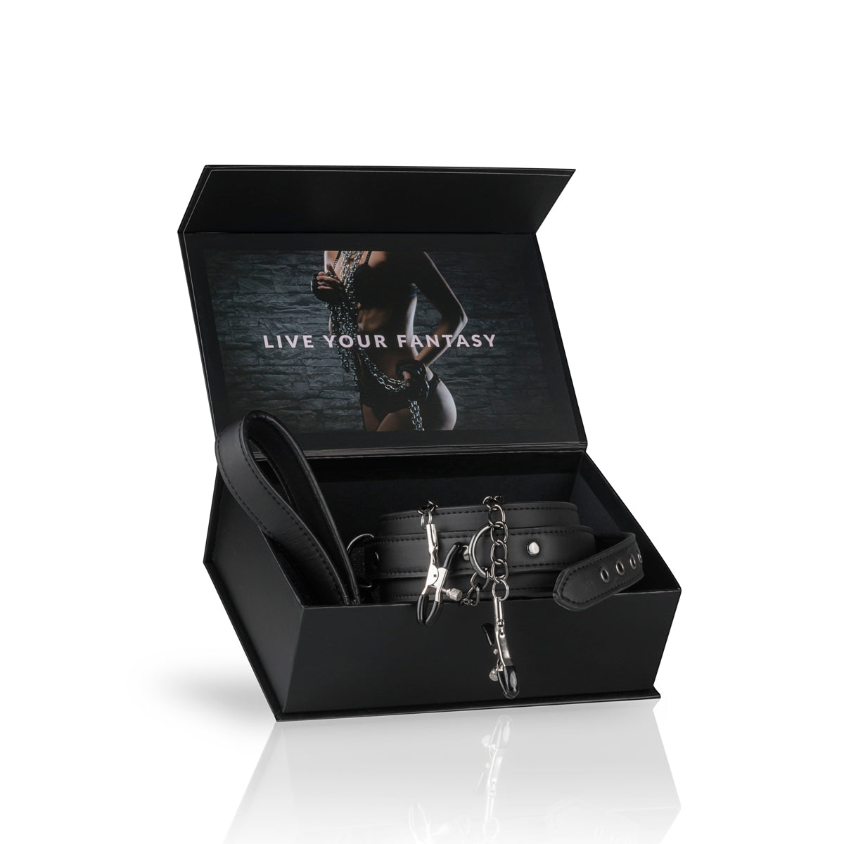 Collar With Nipple Chains - Black