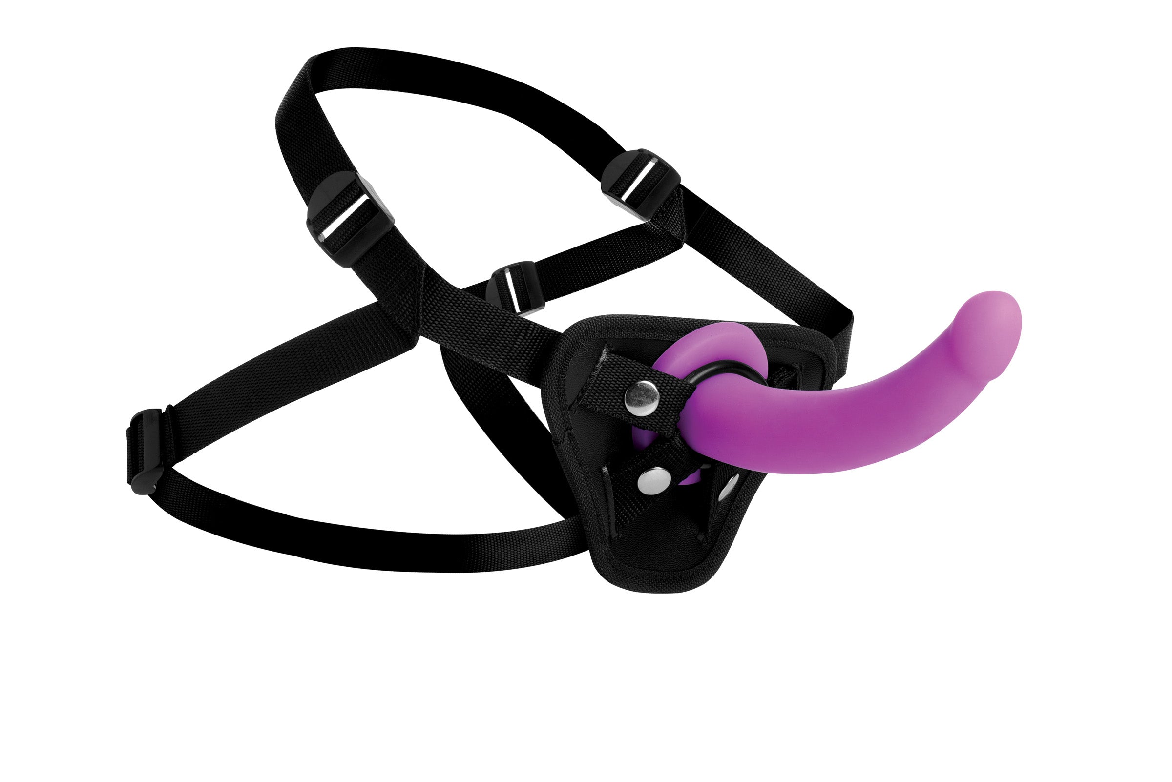 Navigator Silicone G-Spot Dildo with Harness - Purple