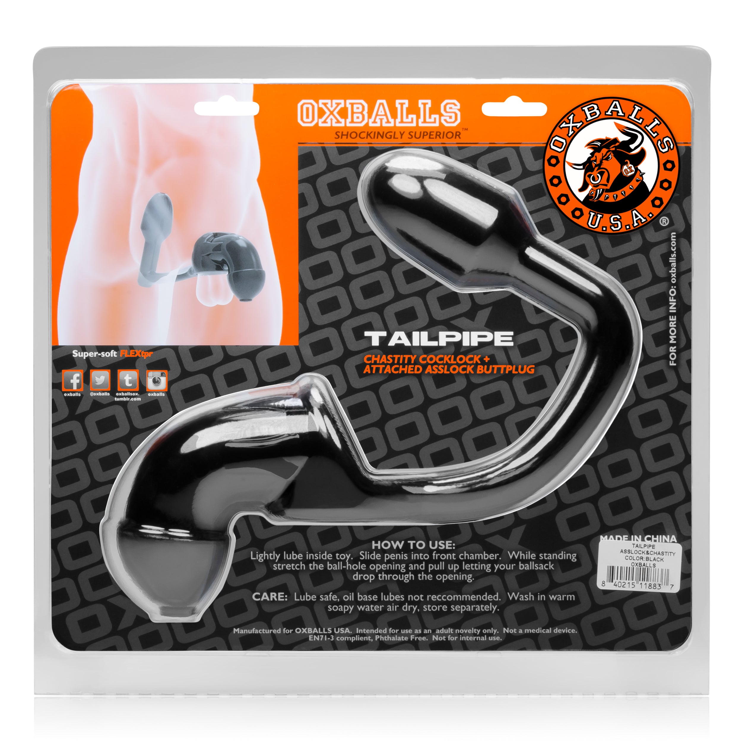 Tailpipe Asslock And Cocklock Oxballs - Black