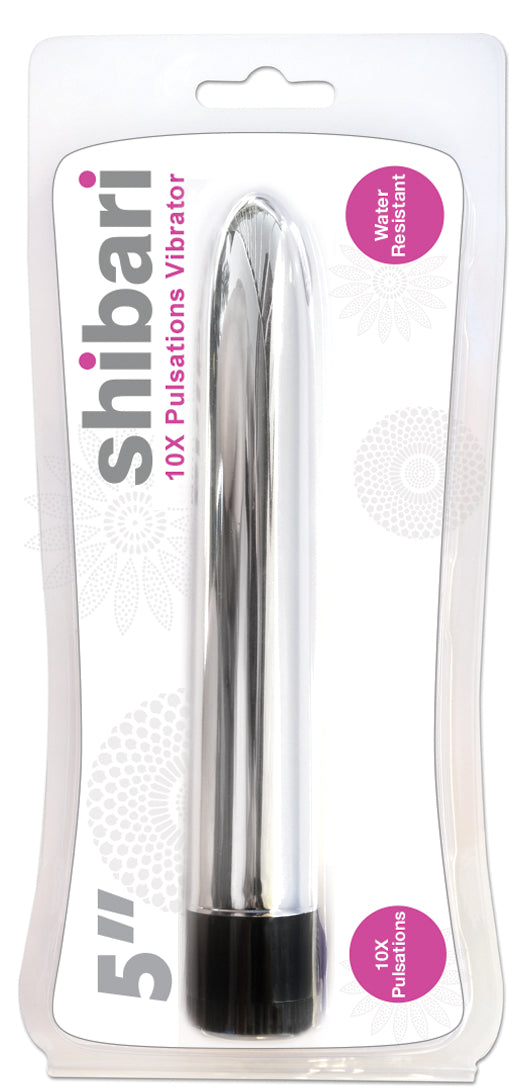 Shibari 10X Pulsations Vibrator 5in Silver - Silver