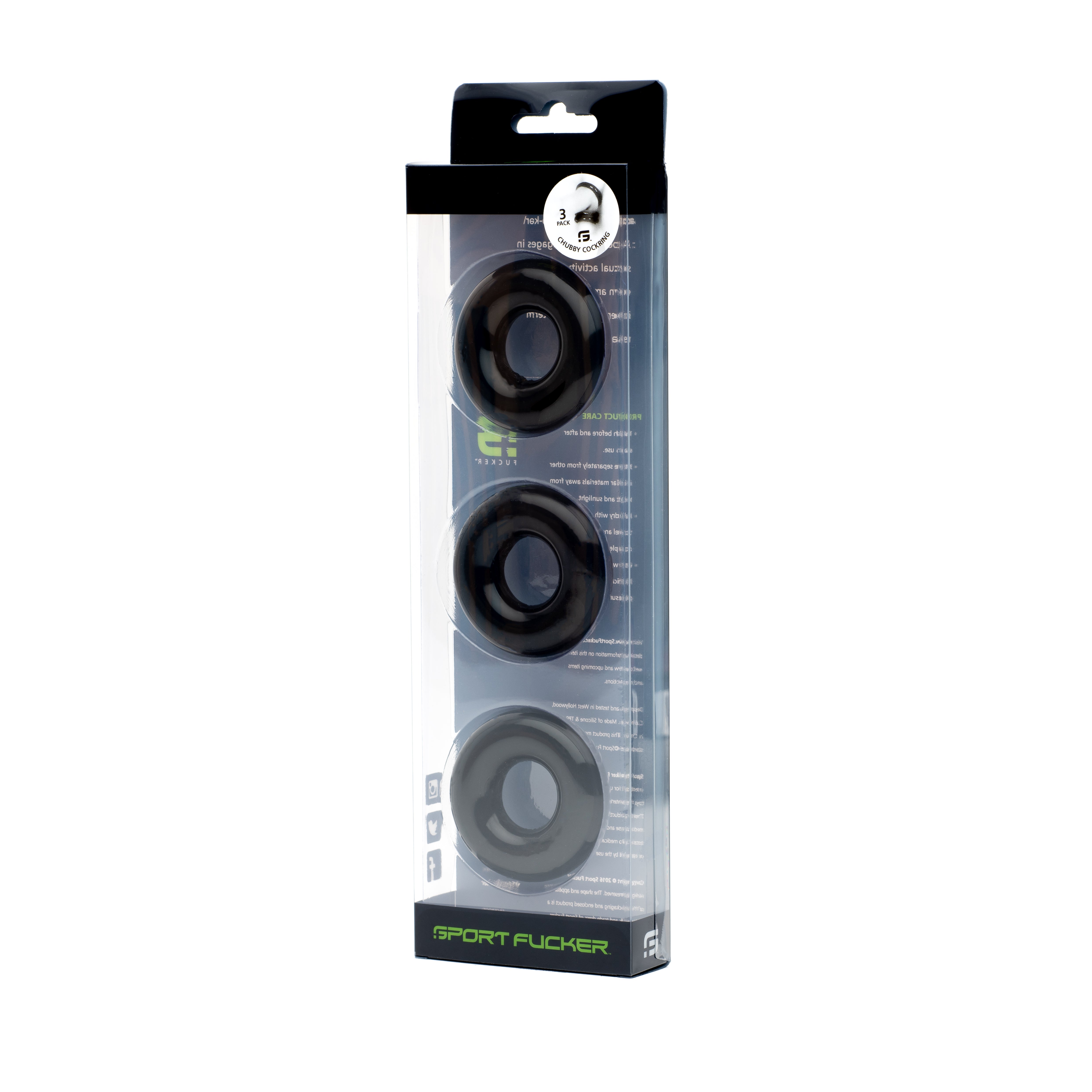 Sport Fucker Rubber Cockring 3 Pk Black