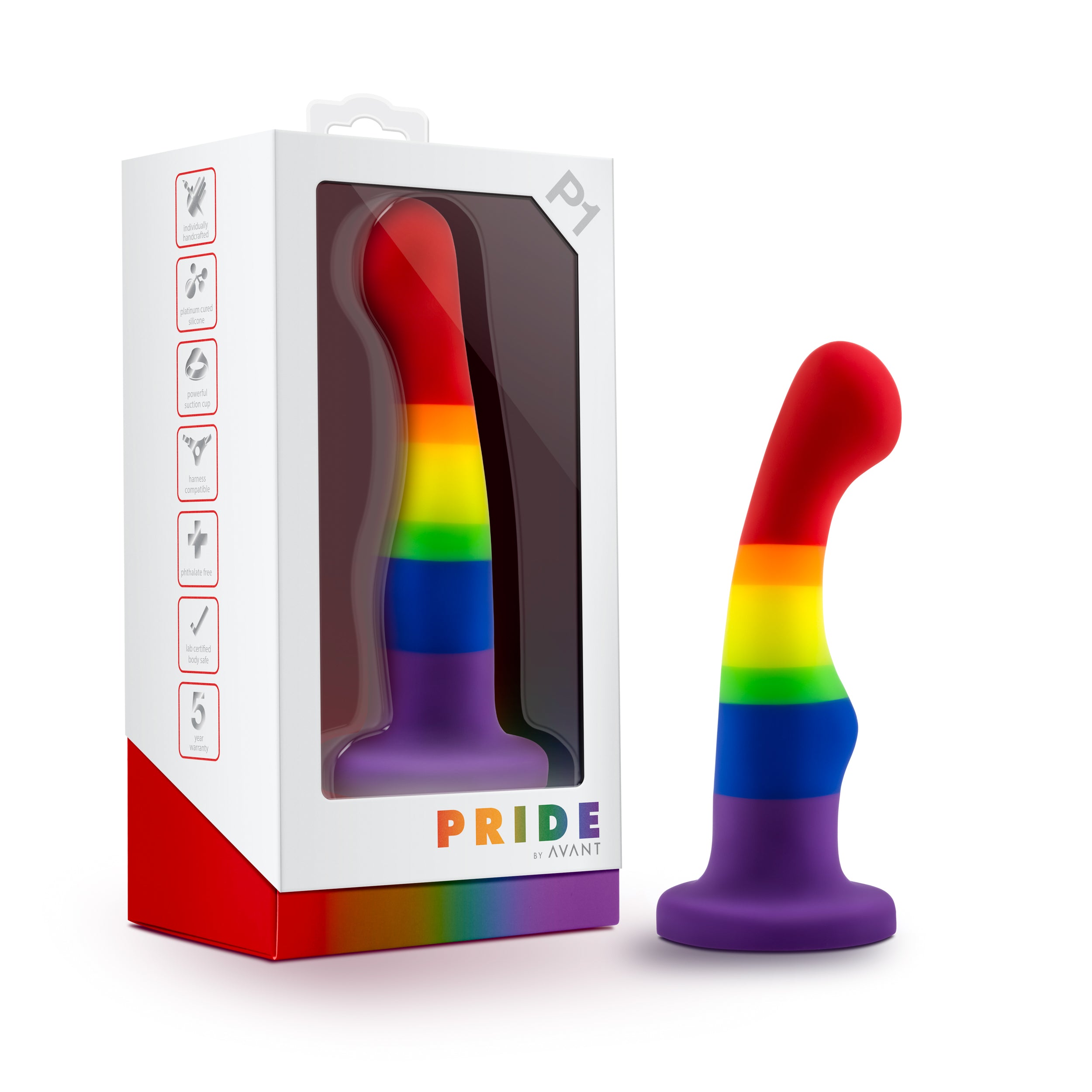 Avant Pride P1 Freedom Silicone Dildo  - Rainbow