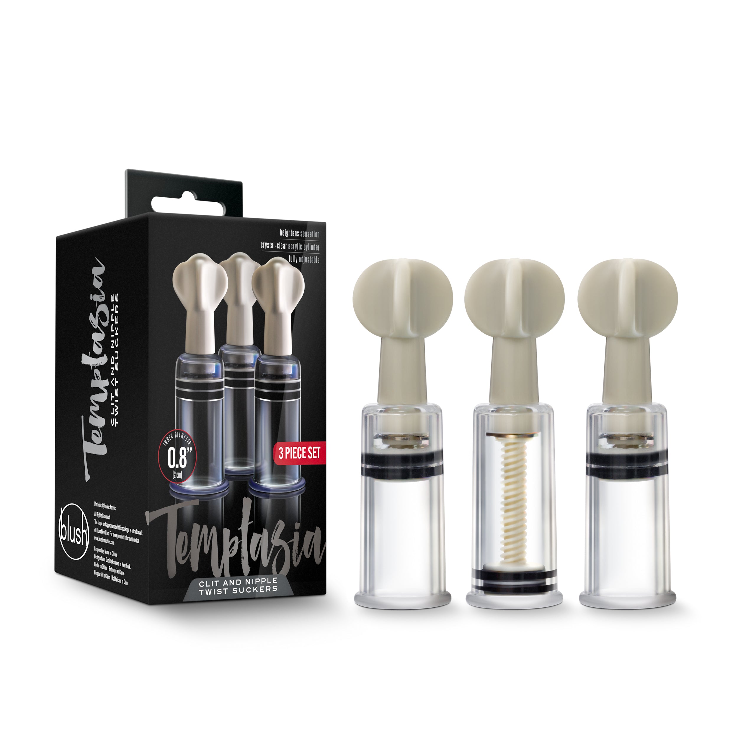 Temptasia Nipple and Clit Twist Suckers 3 Pc - Clear