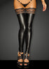 Power Wetlook Stockings With Siliconed Lace - Black