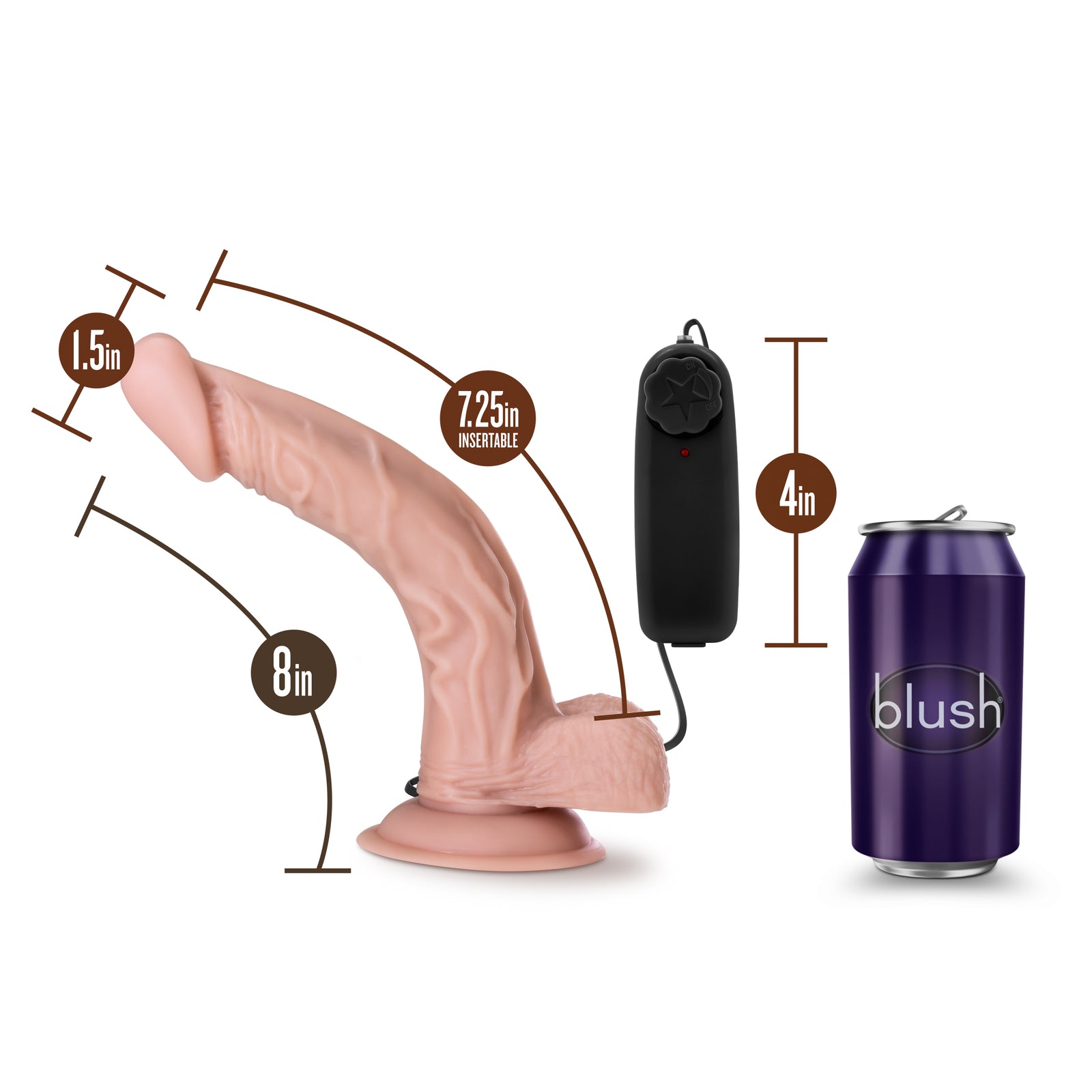 Dr Skin Dr Sean 8in Vibrating Cock with Suction Cup Vanilla - Vanilla