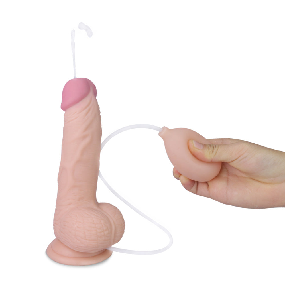 Soft Ejaculation Cock With Ball 8in - Flesh