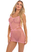 Roll Up Net Mini Dress - Pink