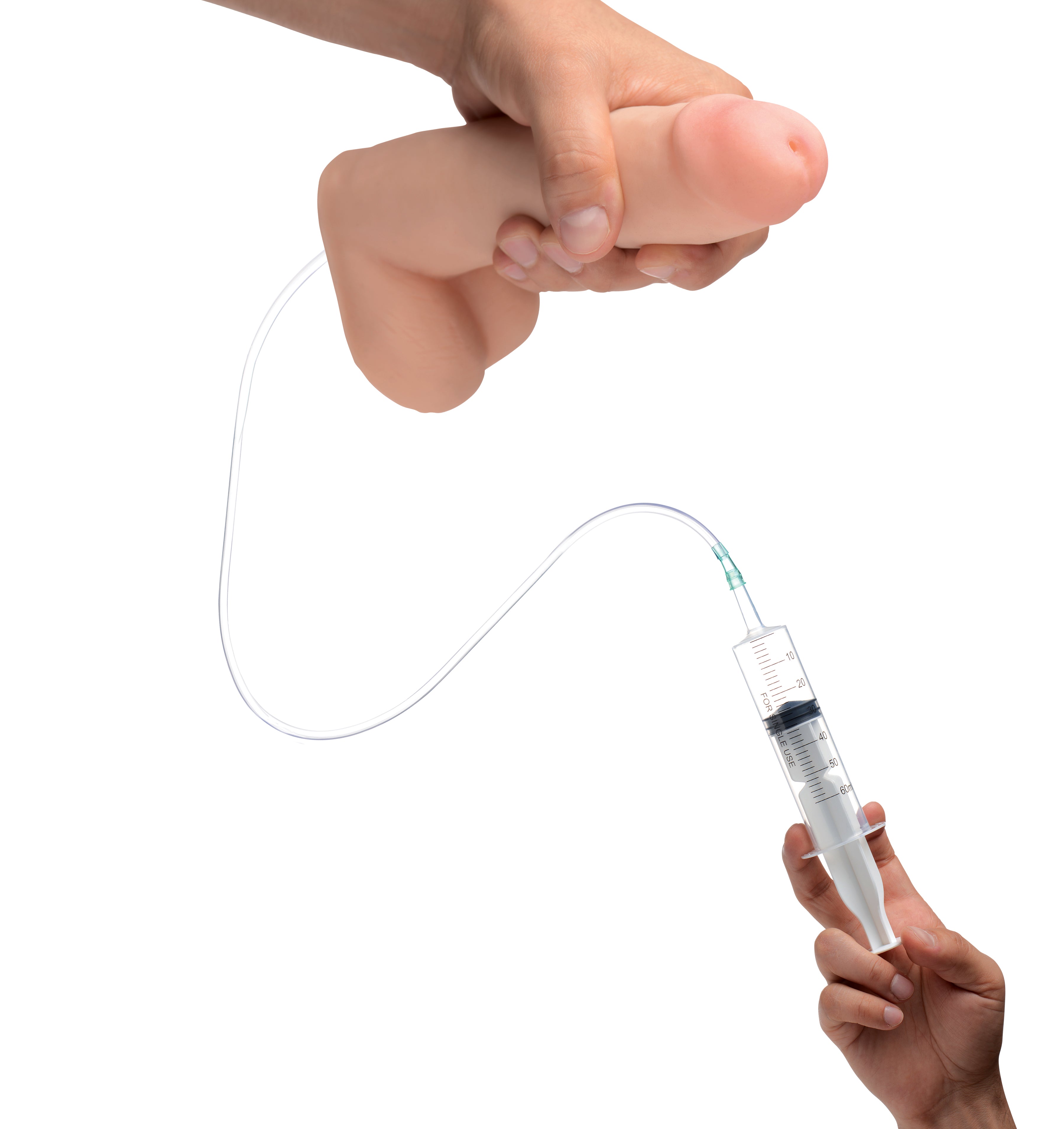 Squirting Dildo 8in with Syringe - Flesh