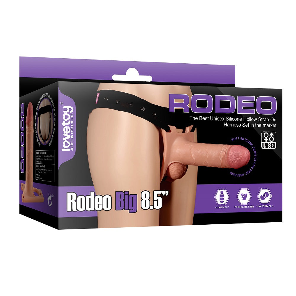 Rodeo Hollow Strap On Set 8.5in - Flesh