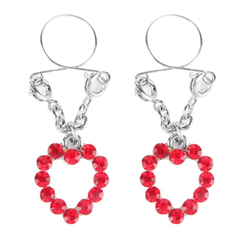 Ruby Hearts Nipple Jewellery - Red