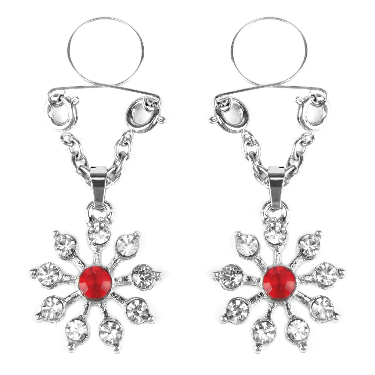 Ruby and Diamond Star Nipple Jewellery - Red