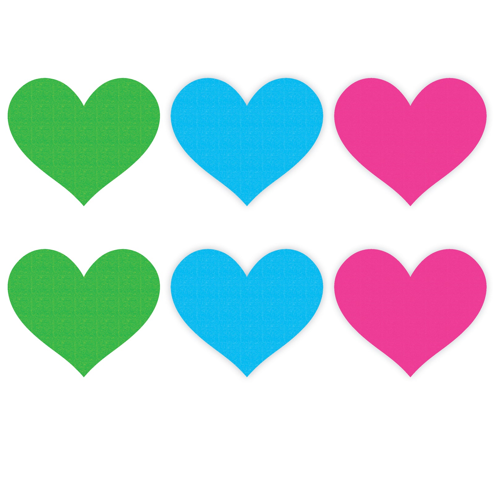 Neon Heart Pasties 3 Pk Green/Blue/Pink 