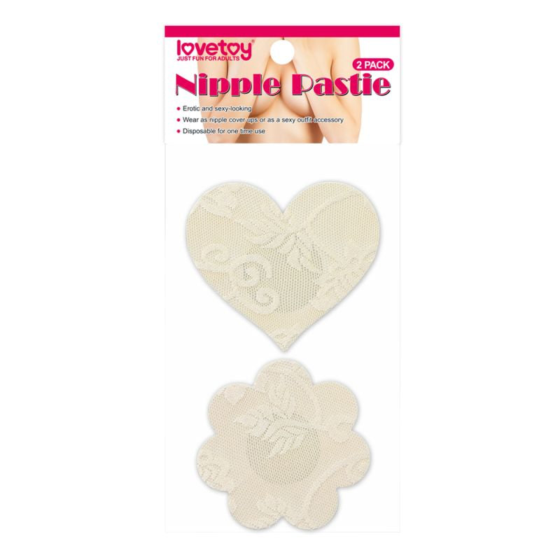 Lace Heart and Flower Nipple Pasties Twin Pk - Nude