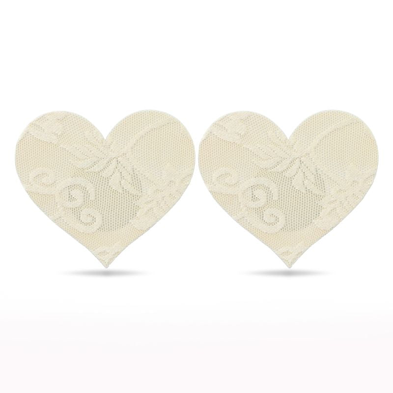 Lace Heart and Flower Nipple Pasties Twin Pk - Nude