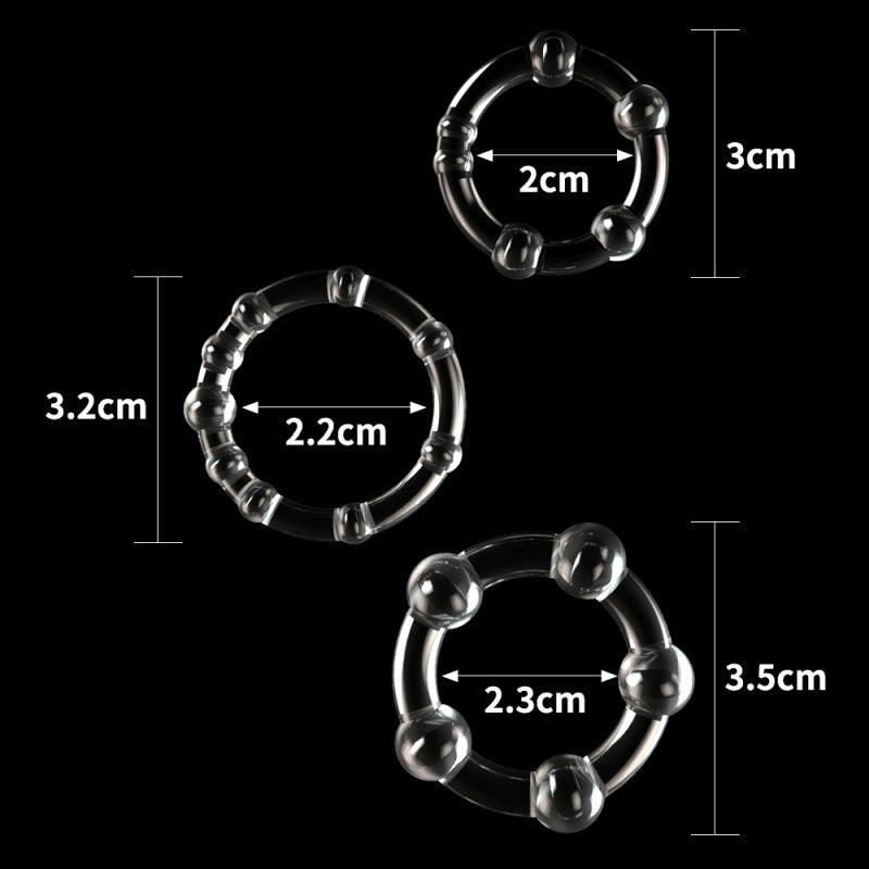 Triple Beaded Donut Ring Set - Clear