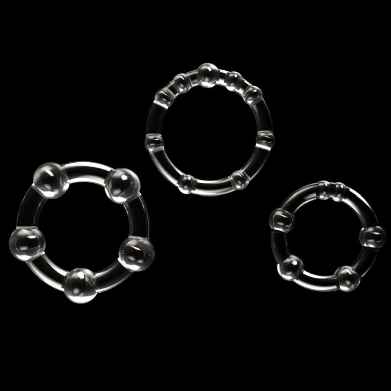 Triple Beaded Donut Ring Set - Clear