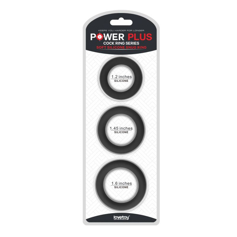 Silicone 3 Pc Cock Ring Set - Black