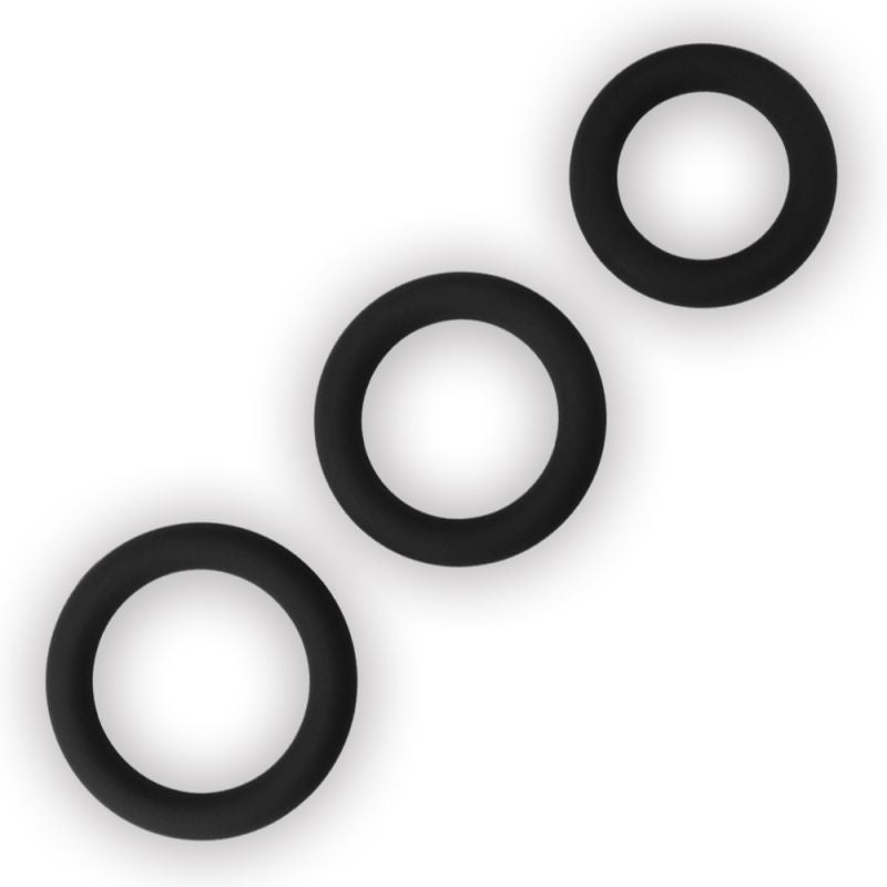 Silicone 3 Pc Cock Ring Set - Black