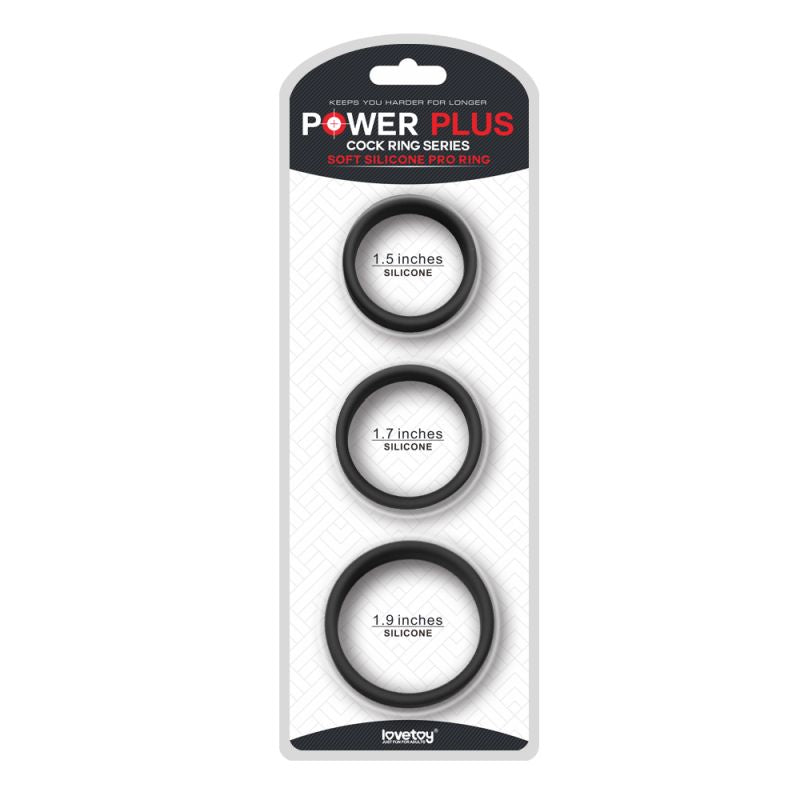 Silicone 3 Pc Pro Cock Ring Set - Black