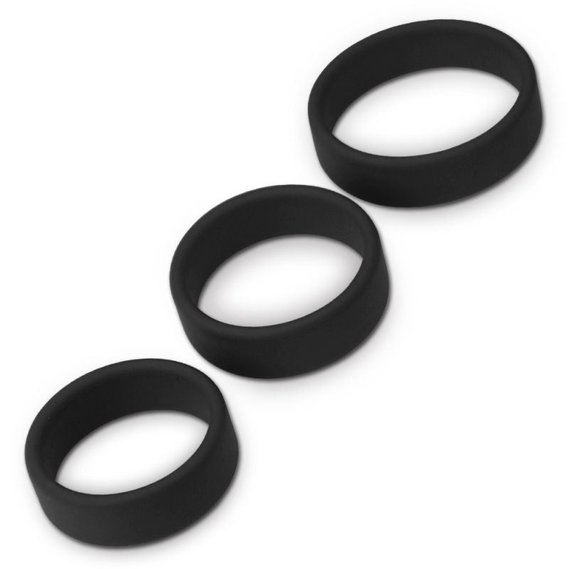 Silicone 3 Pc Pro Cock Ring Set - Black