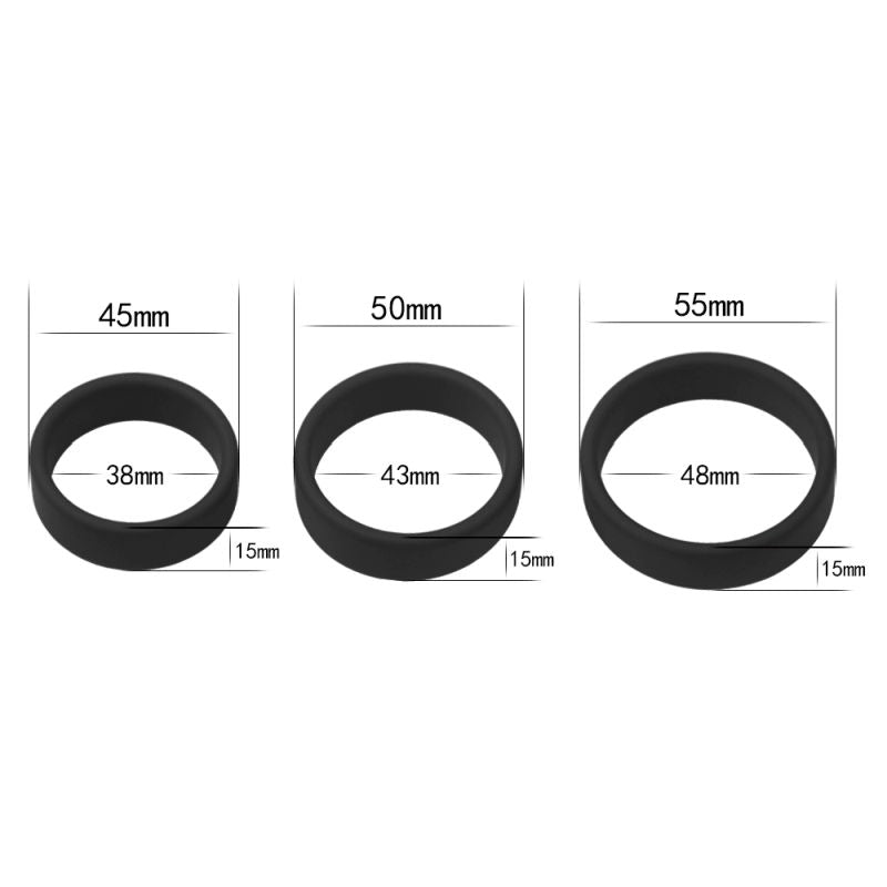 Silicone 3 Pc Pro Cock Ring Set - Black