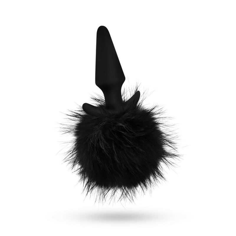 Anal Adventures Platinum Rabbit Tail Plug - Black