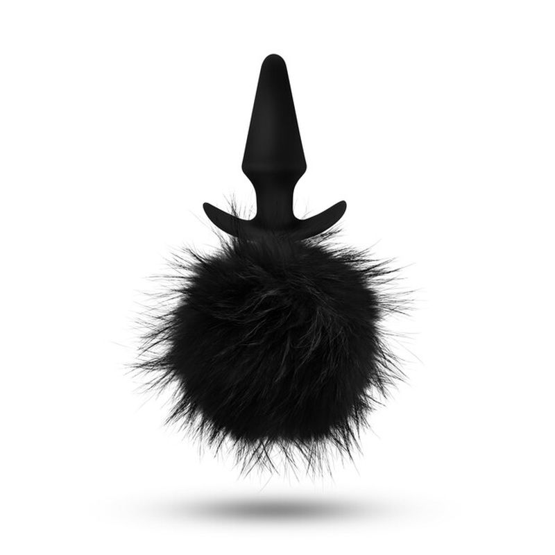 Anal Adventures Platinum Rabbit Tail Plug - Black