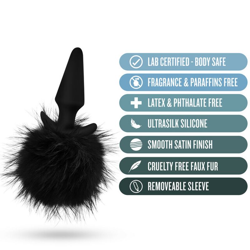 Anal Adventures Platinum Rabbit Tail Plug - Black