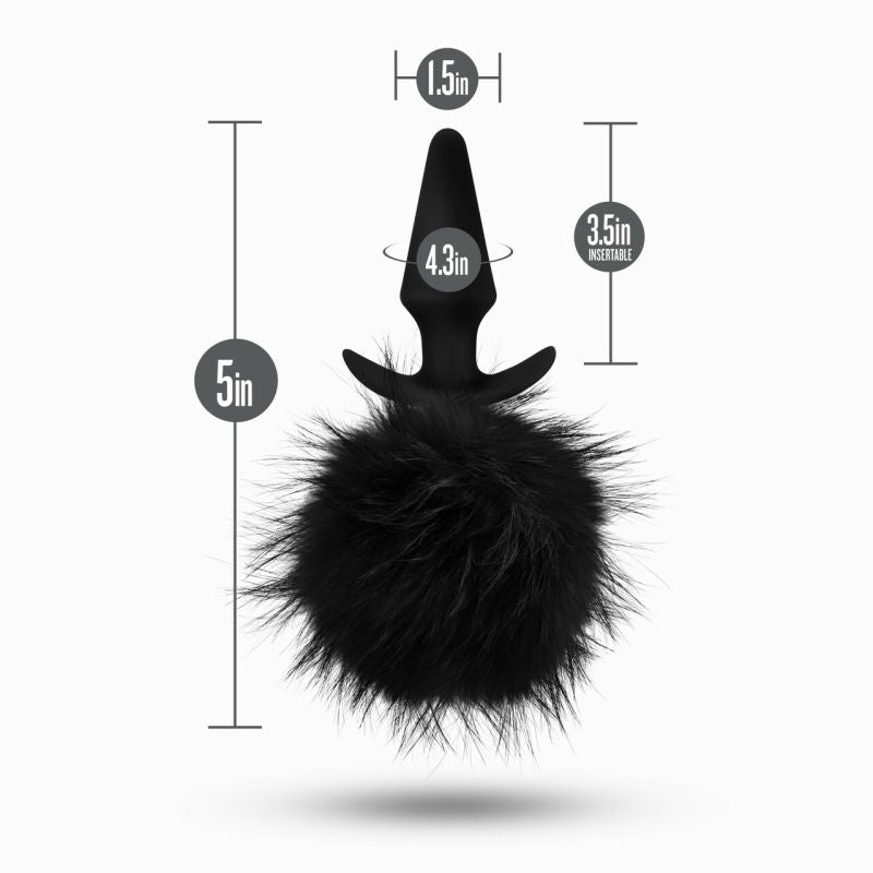 Anal Adventures Platinum Rabbit Tail Plug - Black
