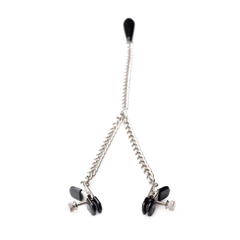 Titty Taunter Nipple Clamps w Weighted Bead - Silver
