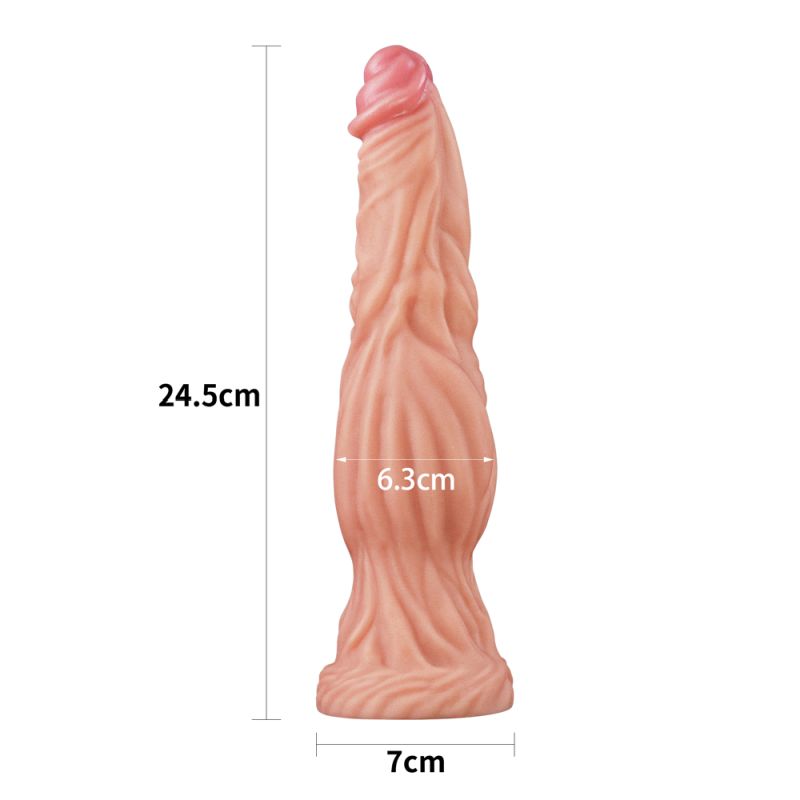 Nature Cock 9.5in Dual Layer Huge ALIEN Silicone Dildo - Flesh