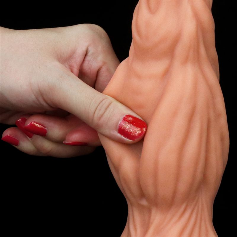 Nature Cock 9.5in Dual Layer Huge ALIEN Silicone Dildo - Flesh