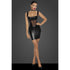 Power Wetlook Short Dress w Front Tulle Inserts - Black