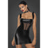Power Wetlook Short Dress w Front Tulle Inserts - Black