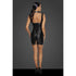 Power Wetlook Short Dress w Front Tulle Inserts - Black