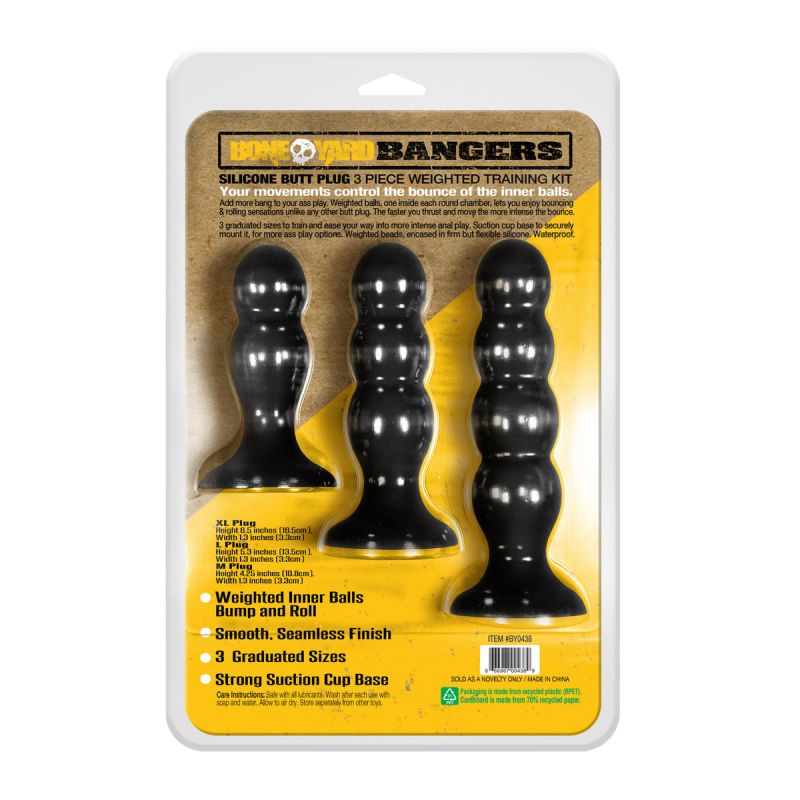 Bangers Silicone Ass Training Kit 3 Pc - Black