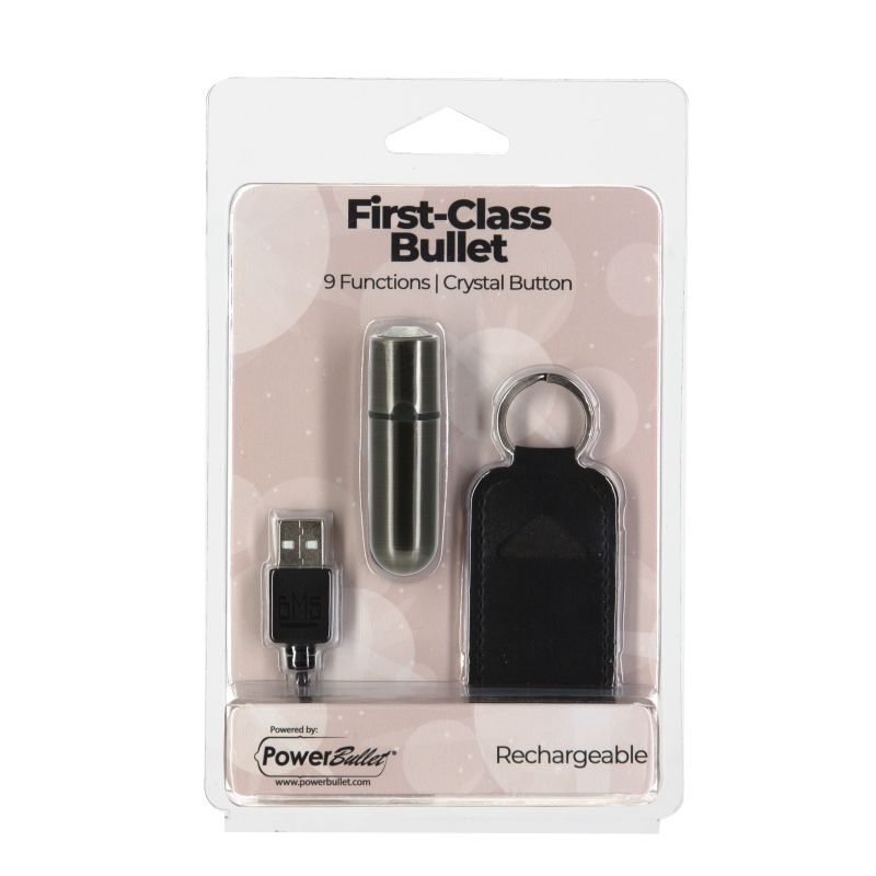 Power Bullet First Class 6cm Rechargeable w Crystal Gun Metal  - Gun Metal