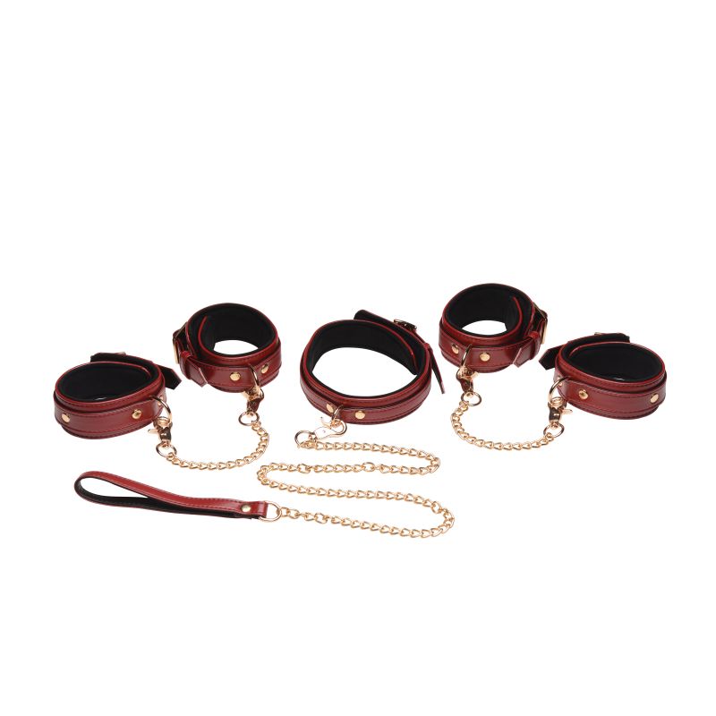 6 Pc Bondage Set Burgundy - Burgundy