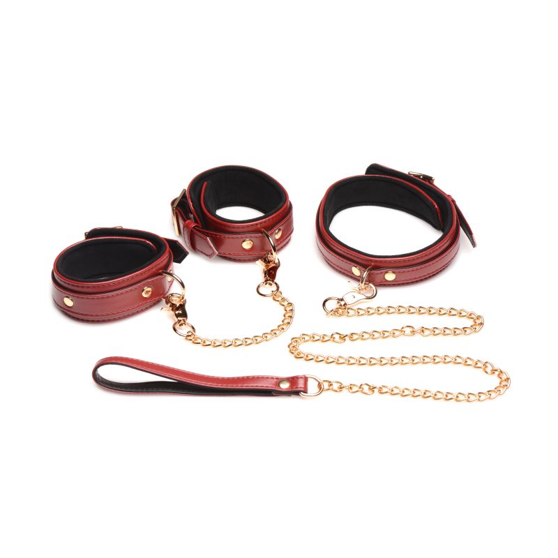 6 Pc Bondage Set Burgundy - Burgundy