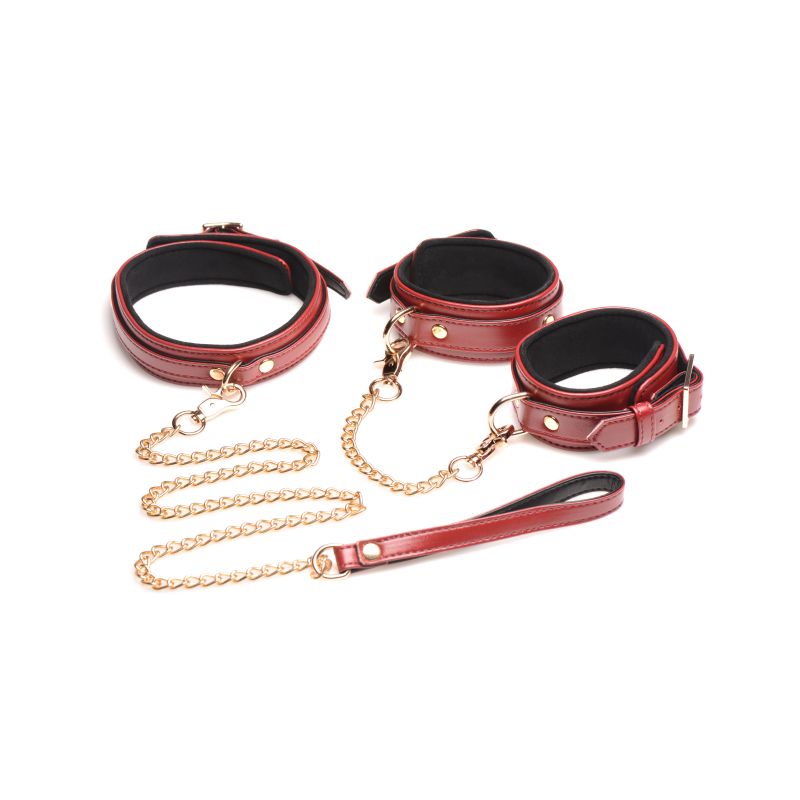 6 Pc Bondage Set Burgundy - Burgundy