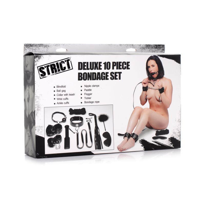 Deluxe 10 Pc Bondage Set Black