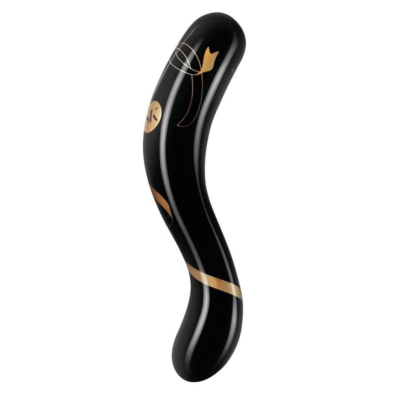Secret Kisses Handblown Double Ended Dildo 7in - Black