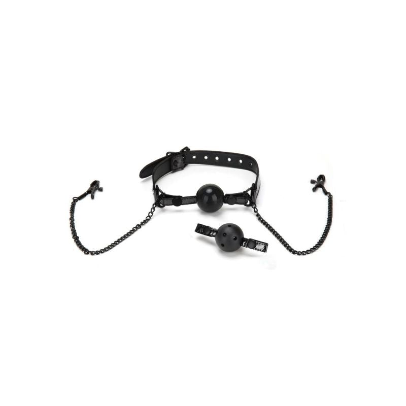Whip Smart Diamond Ball Gag w Nipple Clips