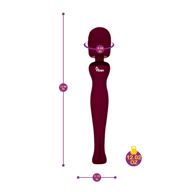 Viben Sultry Rechargeable Wand Massager Ruby - Burgundy