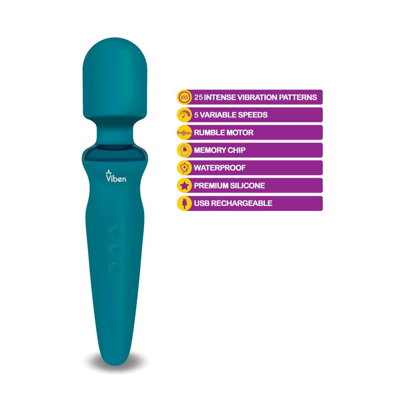 Viben Fierce Rechargeable Wand Massager Ocean - Aqua