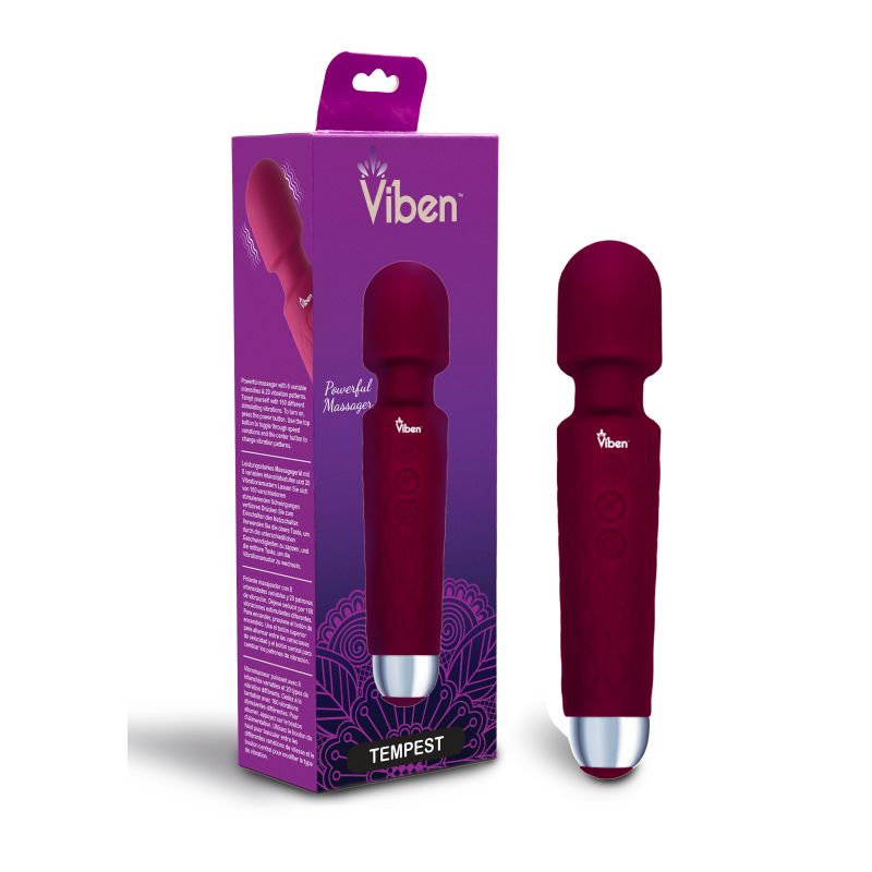 Viben Tempest Rechargeable Wand Massager Ruby - Burgundy